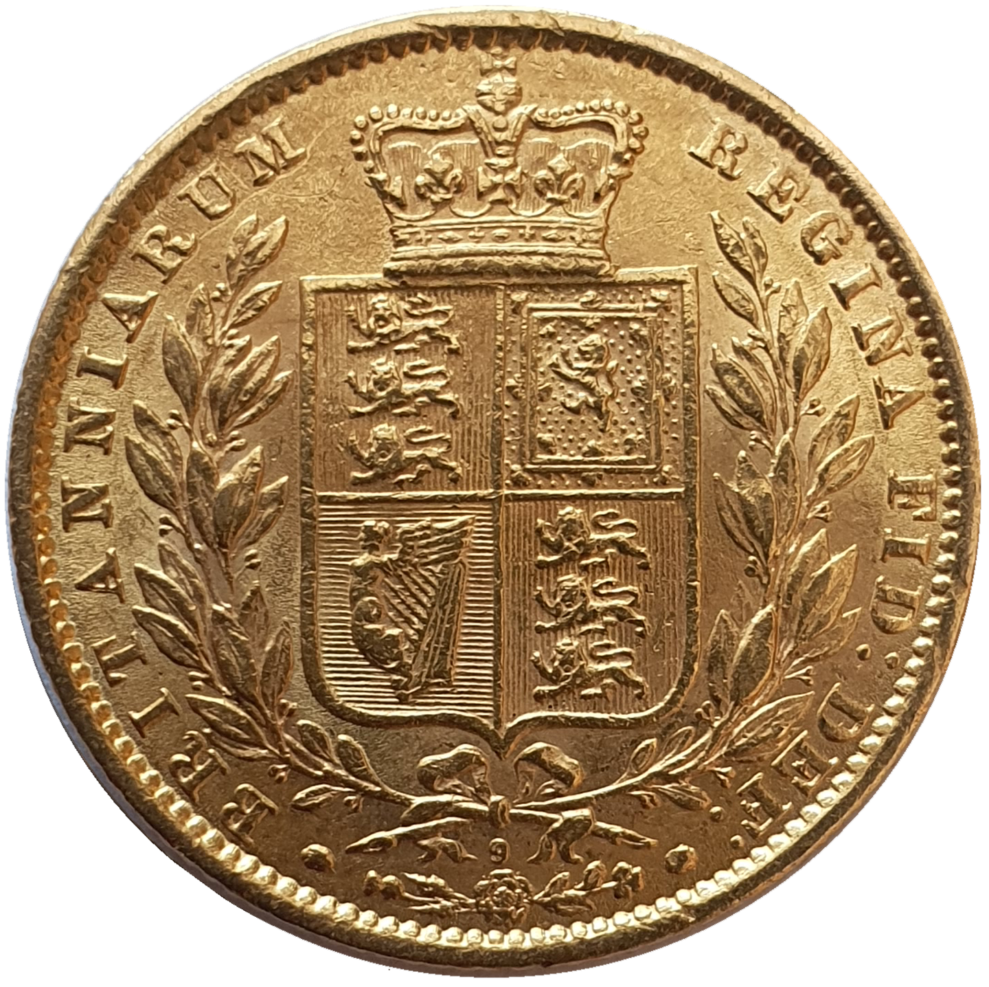1864 Queen Victoria Shield Reverse Sovereign - #Die No9