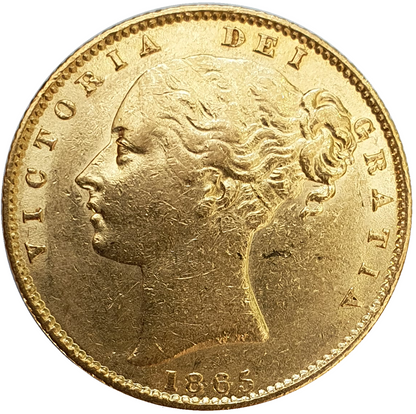1865 Queen Victoria Shield Reverse Sovereign - #Die No11