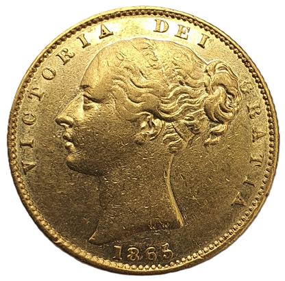 1865 Queen Victoria Shield Reverse Sovereign - #Die No21