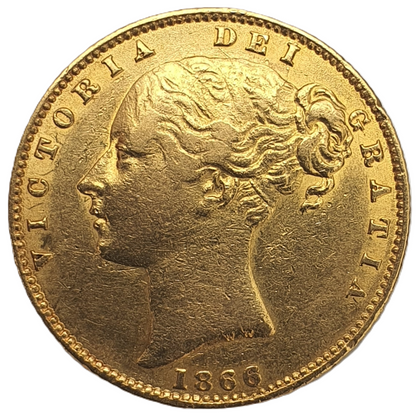 1866 Queen Victoria Shield Reverse Sovereign - #Die No59