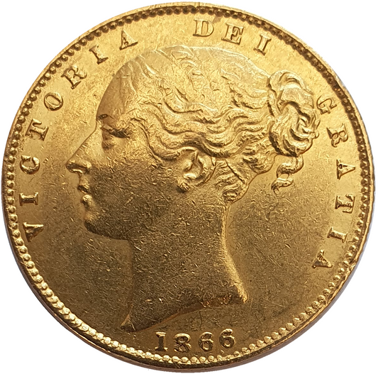 1866 Queen Victoria Shield Reverse Sovereign - #Die No58
