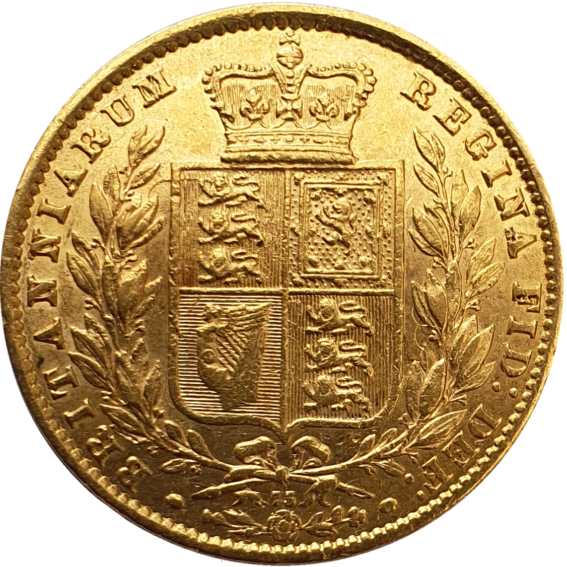 1866 Queen Victoria Shield Reverse Sovereign - #Die No75