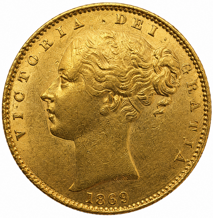 1869 Queen Victoria Shield Reverse Sovereign - #Die No57