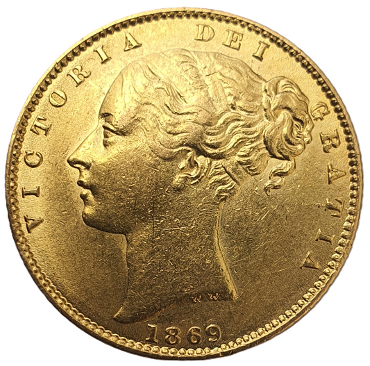 1869 Queen Victoria Shield Reverse Sovereign - #Die No6