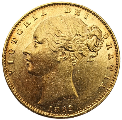 1869 Queen Victoria Shield Reverse Sovereign - #Die No19