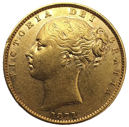 1871 Queen Victoria Shield Reverse Sovereign - Die #51