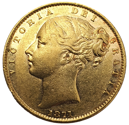 1871 Queen Victoria Shield Reverse Sovereign - Die #47