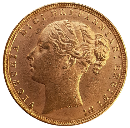1871 Queen Victoria Young Head Gold Sovereign - Large B.P