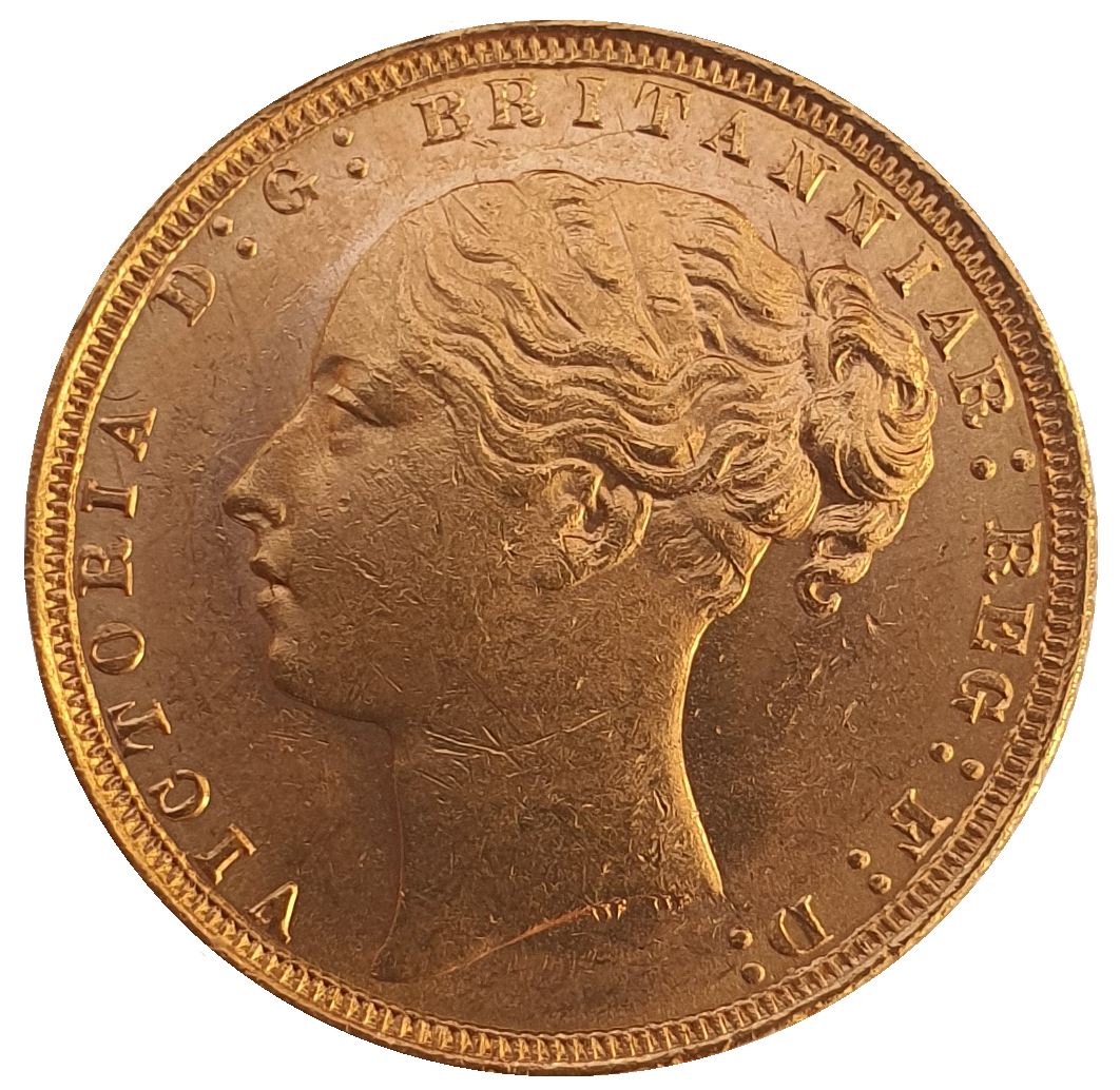 1871 Queen Victoria Young Head Gold Sovereign - Large B.P
