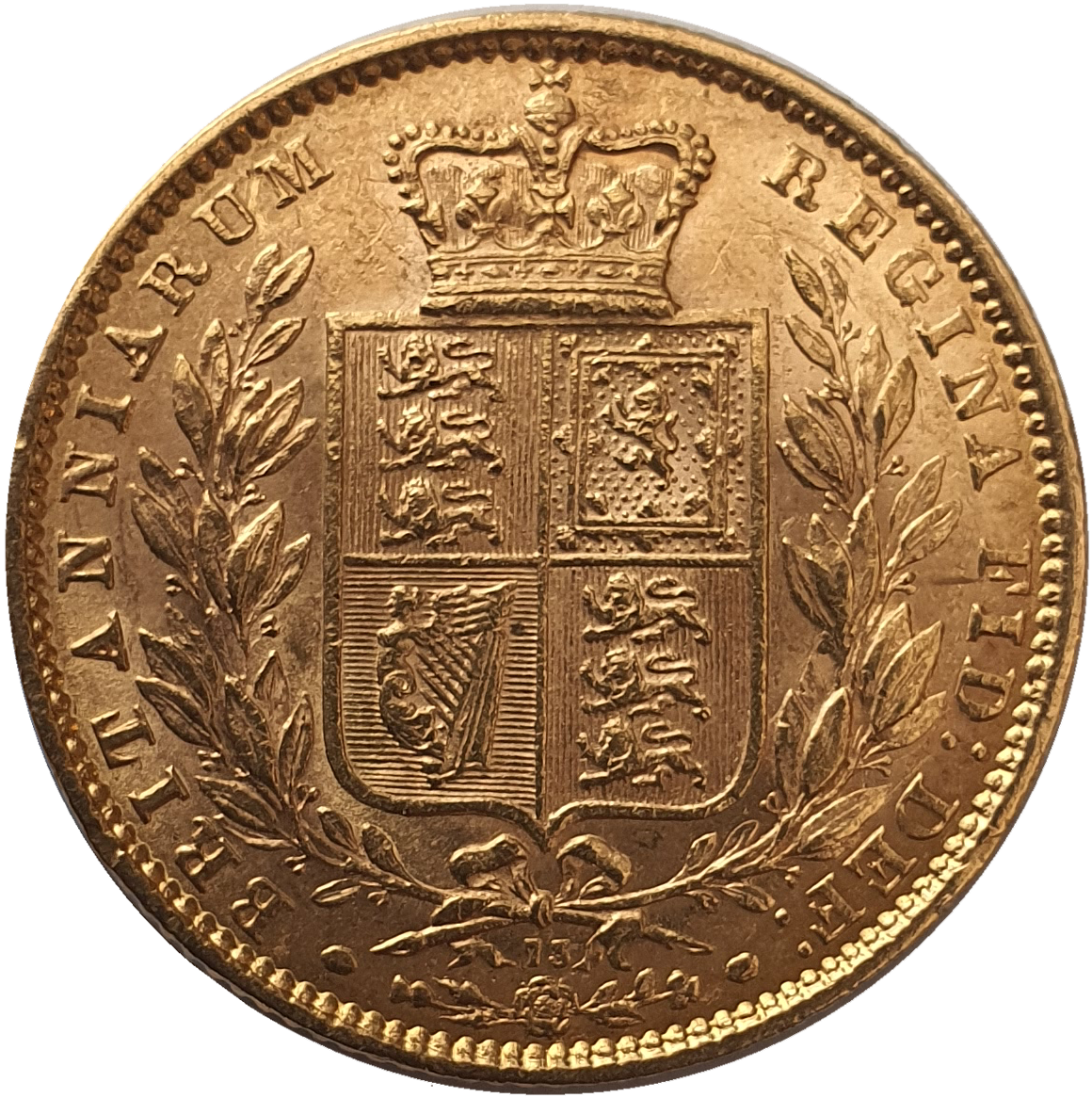 1871 Queen Victoria Shield Reverse Sovereign - Die #73