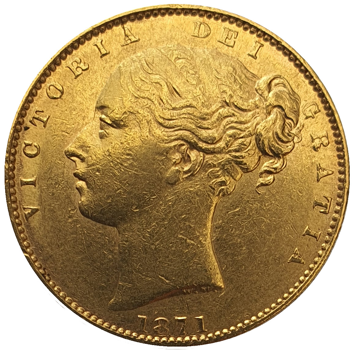 1871-S Queen Victoria Shield Reverse Sovereign