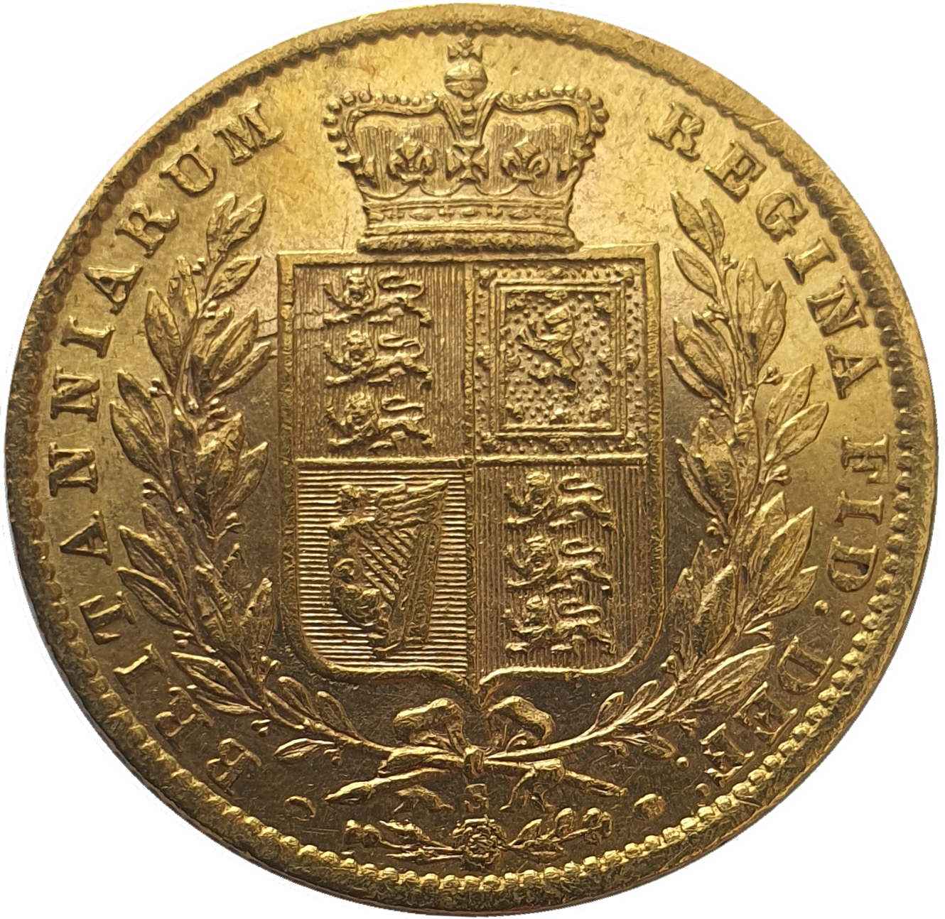 1871-S Queen Victoria Shield Reverse Sovereign - WW incuse