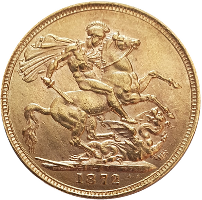 1872 Queen Victoria Young Head Gold Sovereign