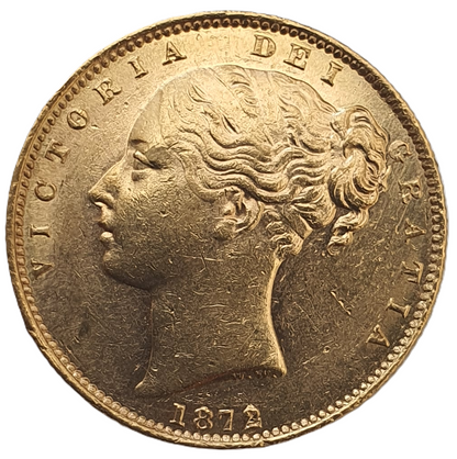 1872-M Queen Victoria Shield Reverse Sovereign - RARE