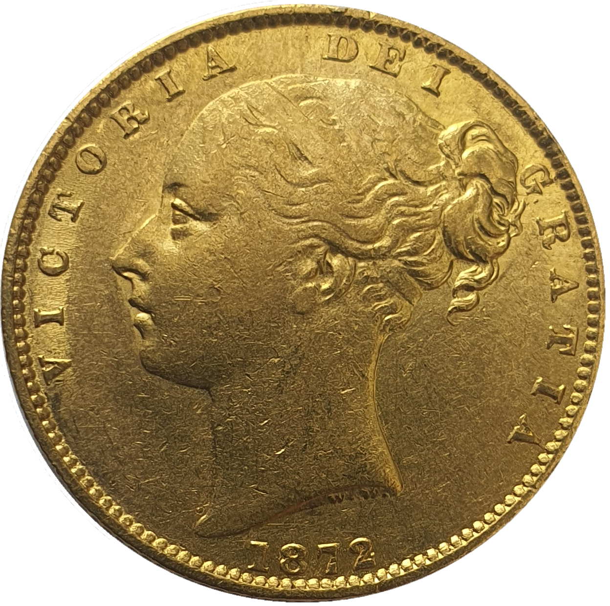 1872-M Queen Victoria Shield Reverse Sovereign