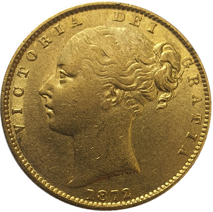 1872-M Queen Victoria Shield Reverse Sovereign