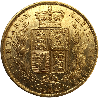 1872-M Queen Victoria Shield Reverse Sovereign