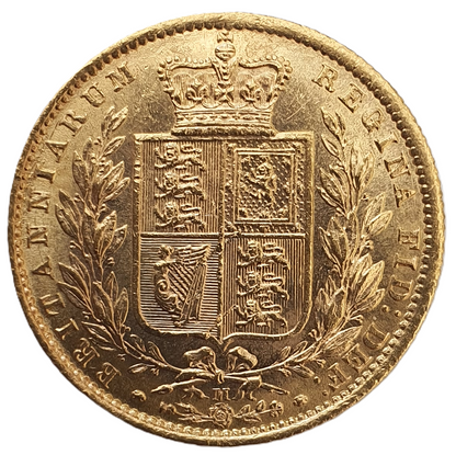 1872-M Queen Victoria Shield Reverse Sovereign - RARE