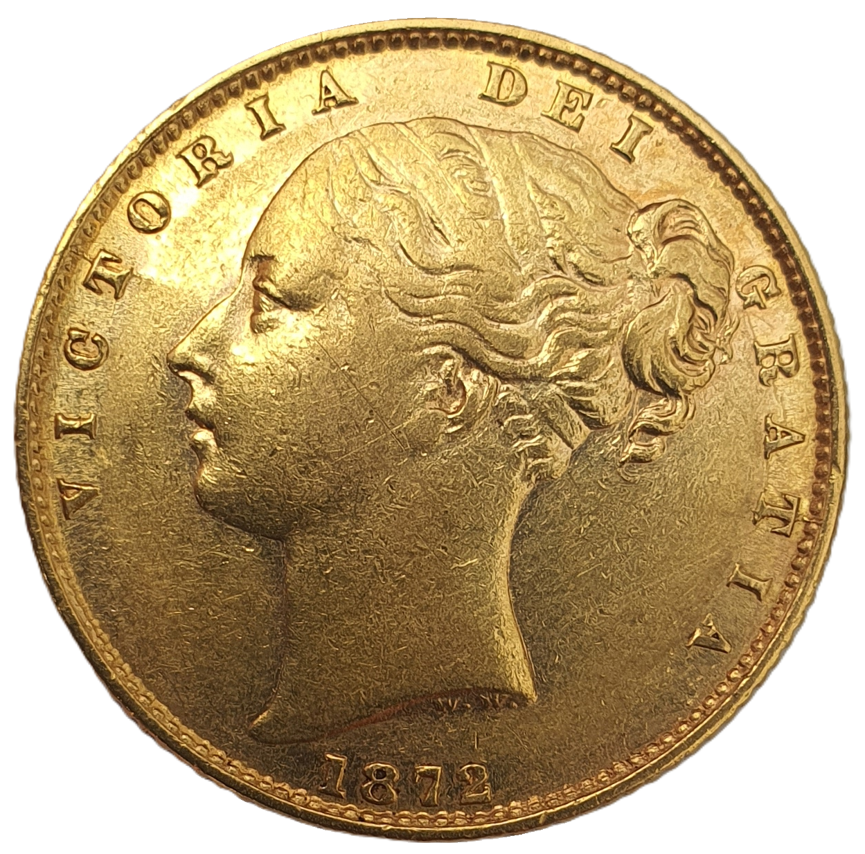 1872 Queen Victoria Shield Reverse Sovereign - Die # 83
