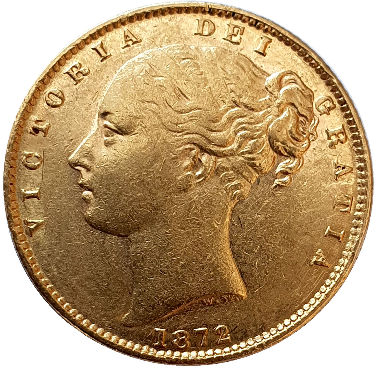 1872 Queen Victoria Shield Reverse Sovereign - Die #91