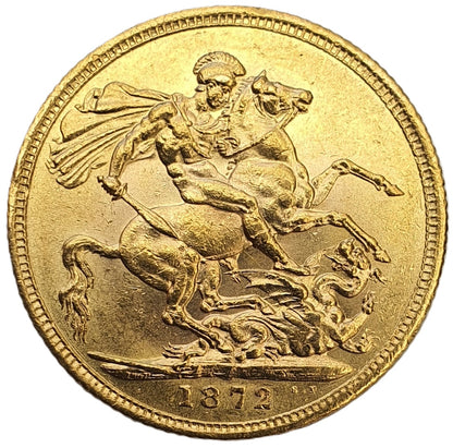 1872 Queen Victoria Young Head Gold Sovereign (Sydney)