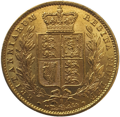 1872-S Queen Victoria Shield Reverse Sovereign