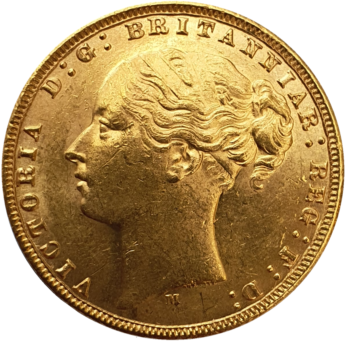 1876-M Queen Victoria Young Head Gold Sovereign