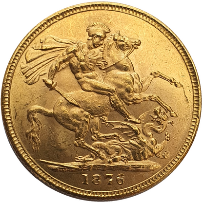 1876-M Queen Victoria Young Head Gold Sovereign