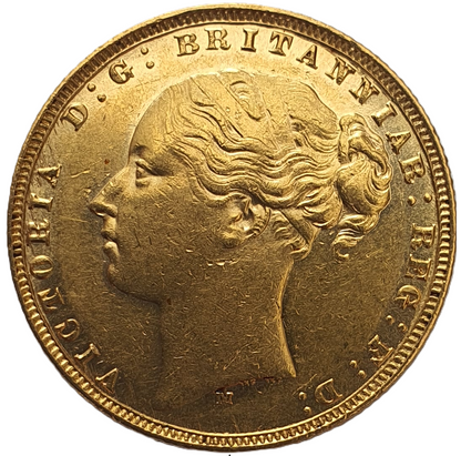 1877-M Queen Victoria Young Head Gold Sovereign