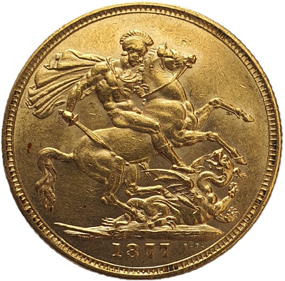 1877-M Queen Victoria Young Head Gold Sovereign