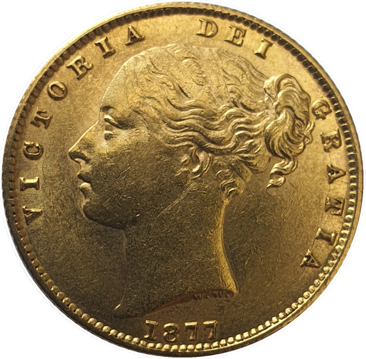 1877-S Queen Victoria Shield Reverse Sovereign