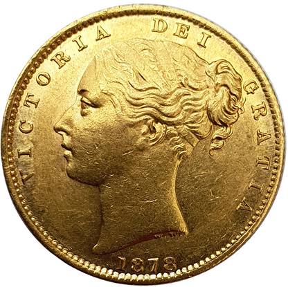 1878-S Queen Victoria Shield Reverse Sovereign