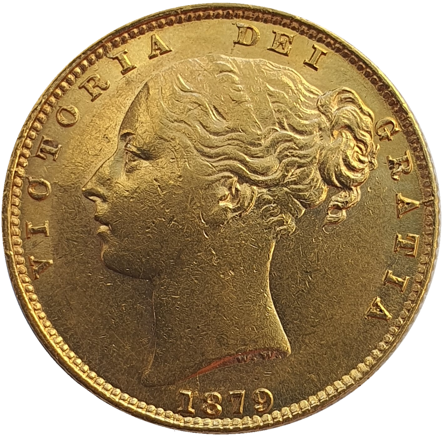 1879-S Queen Victoria Shield Reverse Sovereign EX RARE - C/O