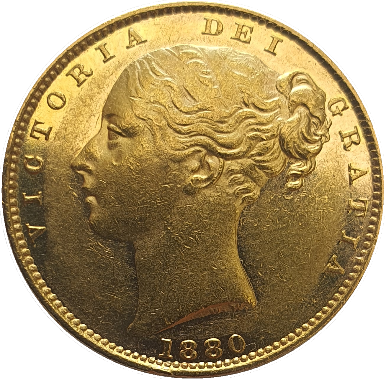 1880-S Queen Victoria Shield Reverse Sovereign