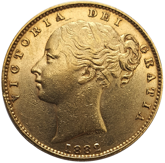 1882-M Queen Victoria Shield Reverse Sovereign