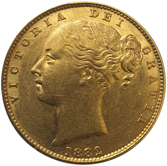 1882-M Queen Victoria Shield Reverse Sovereign