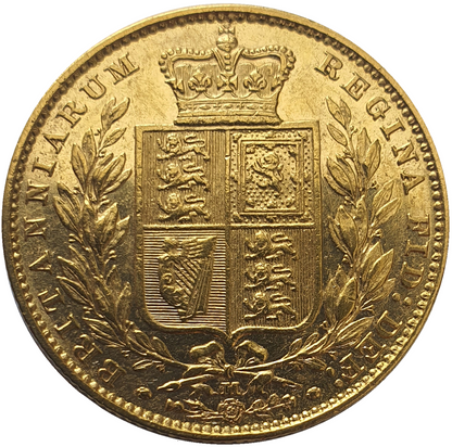1884-M Queen Victoria Shield Reverse Sovereign