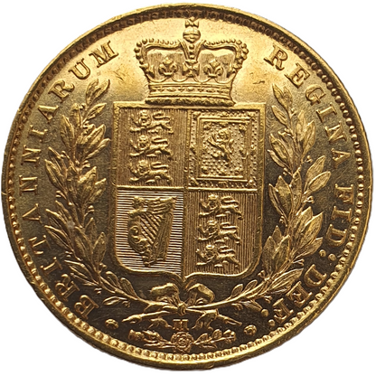 1884-M Queen Victoria Shield Reverse Sovereign