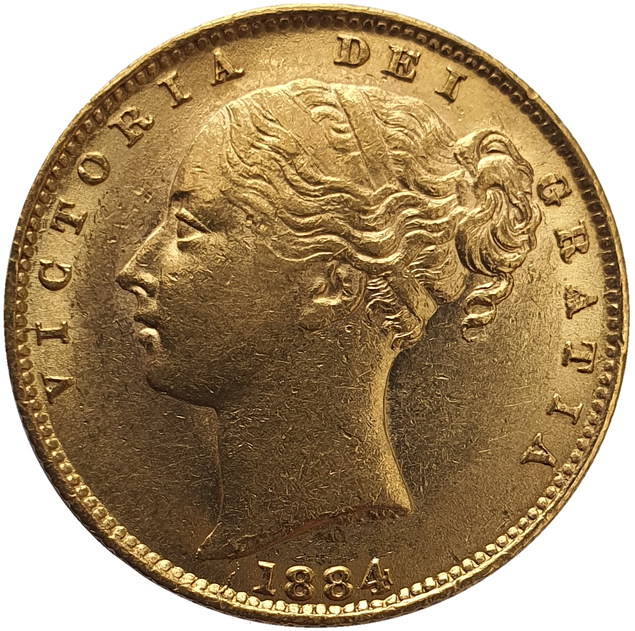 1884-S Queen Victoria Shield Reverse Sovereign