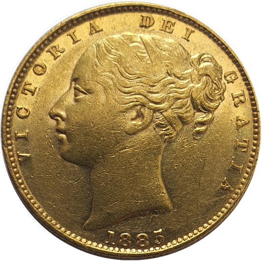 1885-M Queen Victoria Shield Reverse Sovereign