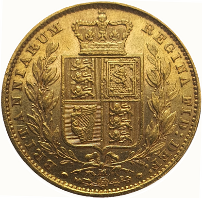 1885-M Queen Victoria Shield Reverse Sovereign