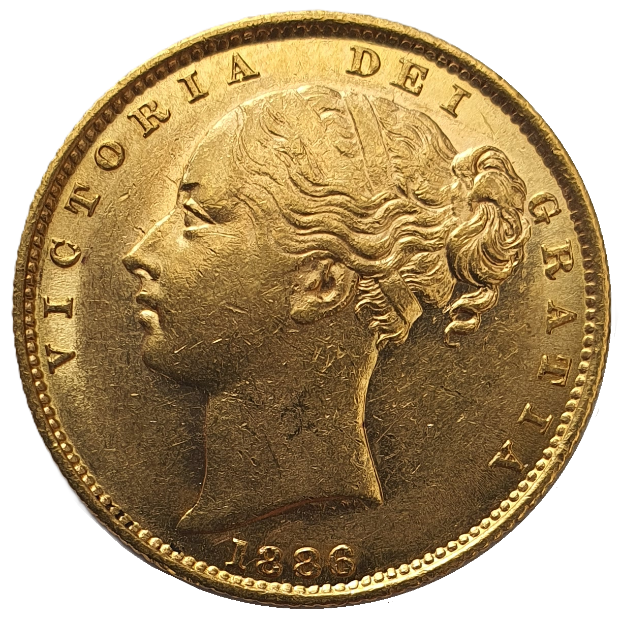 1886-S Queen Victoria Shield Reverse Sovereign