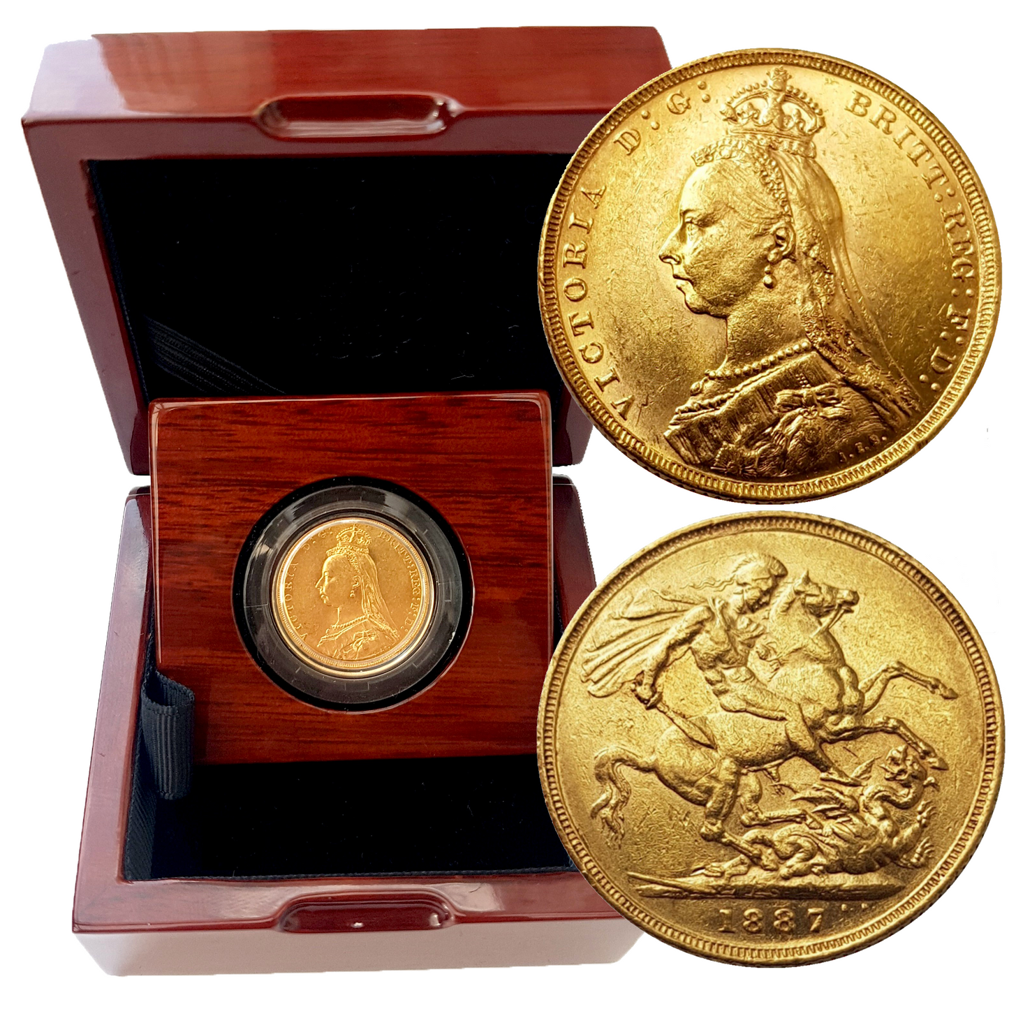 1887-1893 Queen Victoria JH Gold Sovereigns + Capsulated within Luxury Case