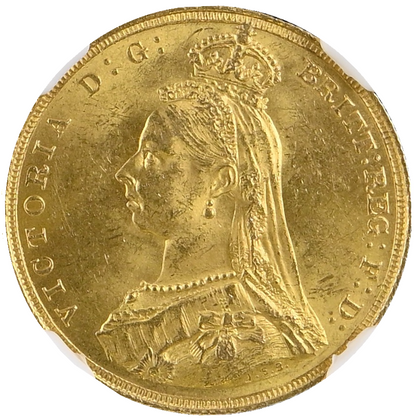 1887 Queen Victoria Jubilee Head Gold Sovereign - (First Bust) DISH L7 - NGC MS62