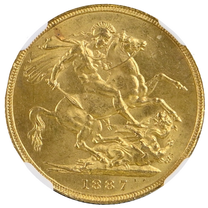 1887 Queen Victoria Jubilee Head Gold Sovereign - (First Bust) DISH L7 - NGC MS62