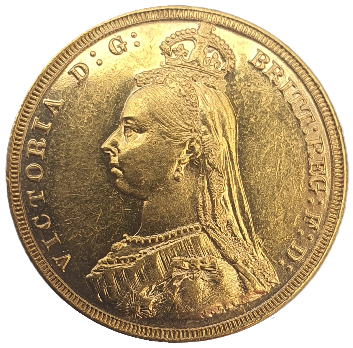 1887-M Queen Victoria Jubilee Head Gold Sovereign - (Extremely Rare) DISH M4