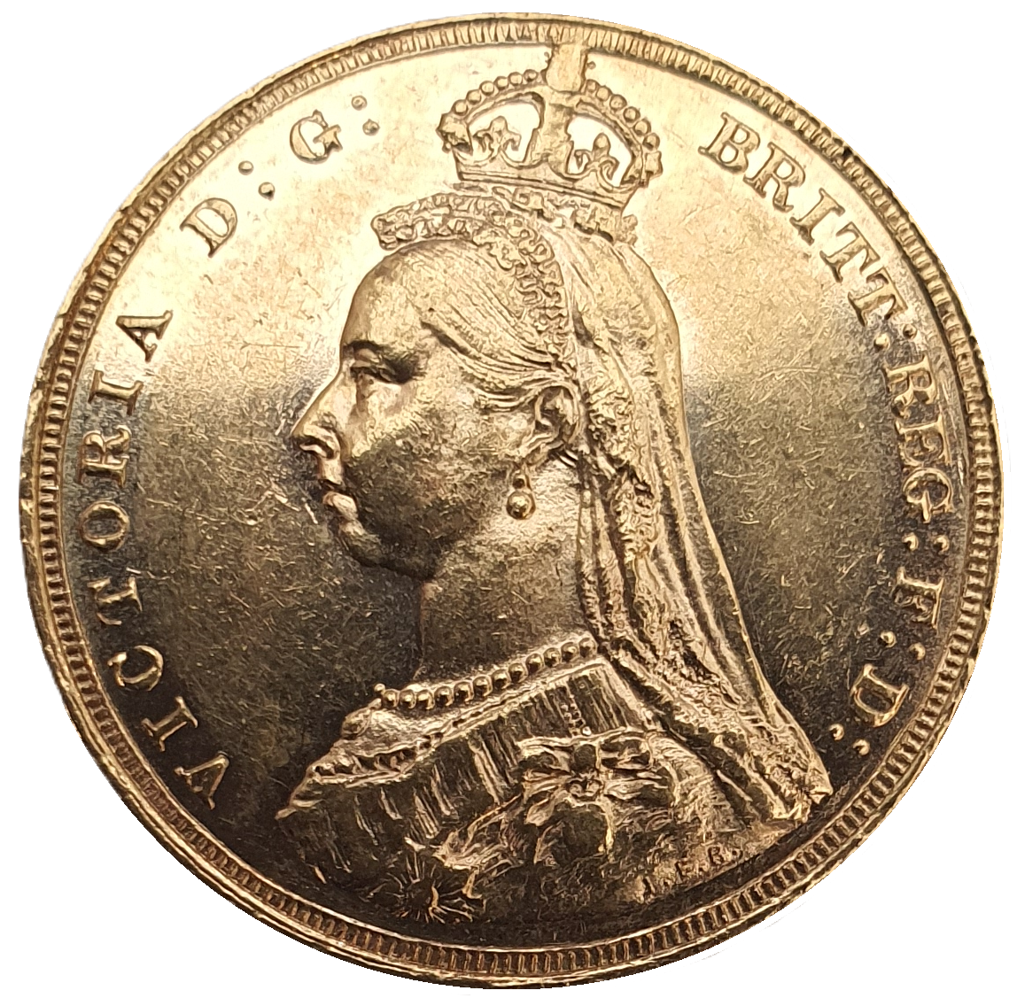 1887-M Queen Victoria Jubilee Head Gold Sovereign - DISH M7