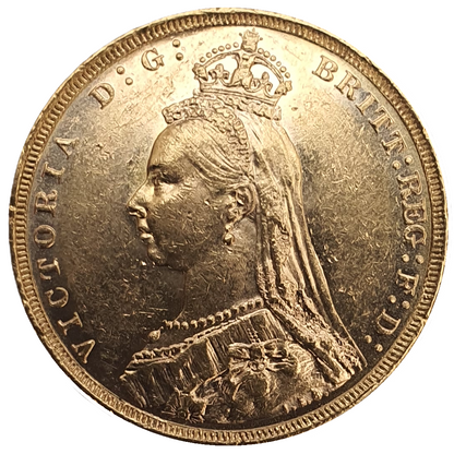 1888-M Queen Victoria Jubilee Head Gold Sovereign - (Second Bust) DISH M10