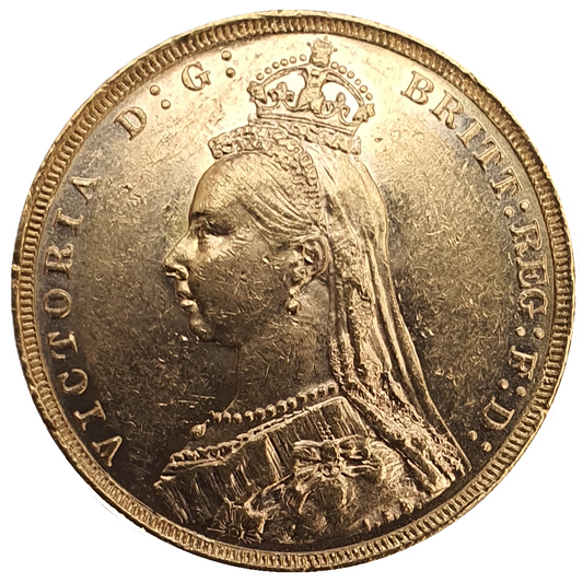 1888-M Queen Victoria Jubilee Head Gold Sovereign - (Second Bust) DISH M10