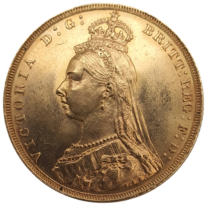 1888-M Queen Victoria Jubilee Head Gold Sovereign - (Second Bust) DISH M10